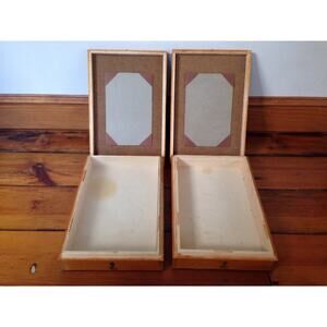 Pair of 2 Rectangular Wood Insect Specimen Display Storage Boxes 8.5" x 12.5"